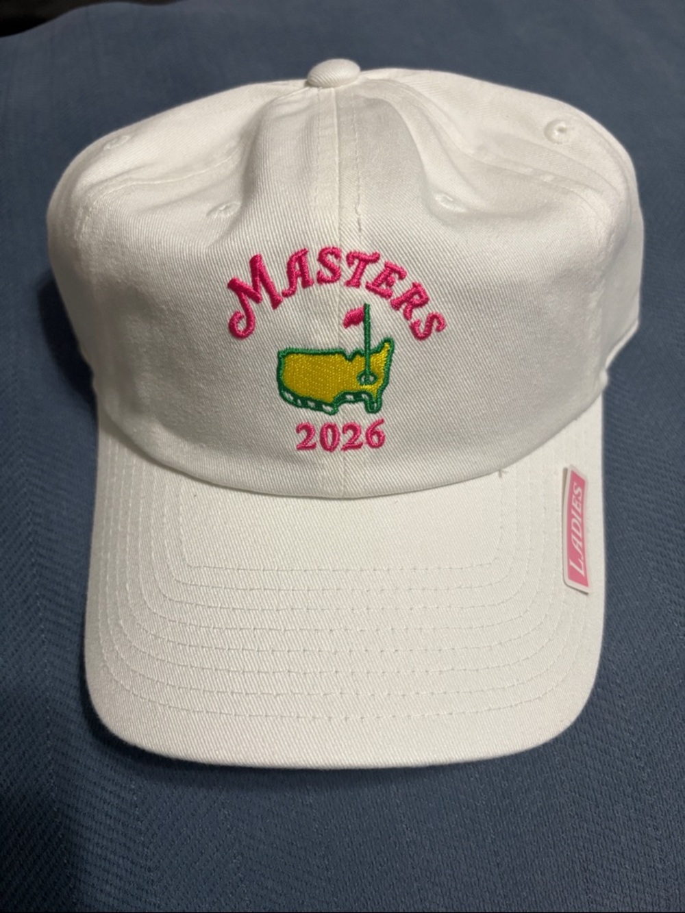 Masters White Cap with Pink & Yellow Embroidery 2026